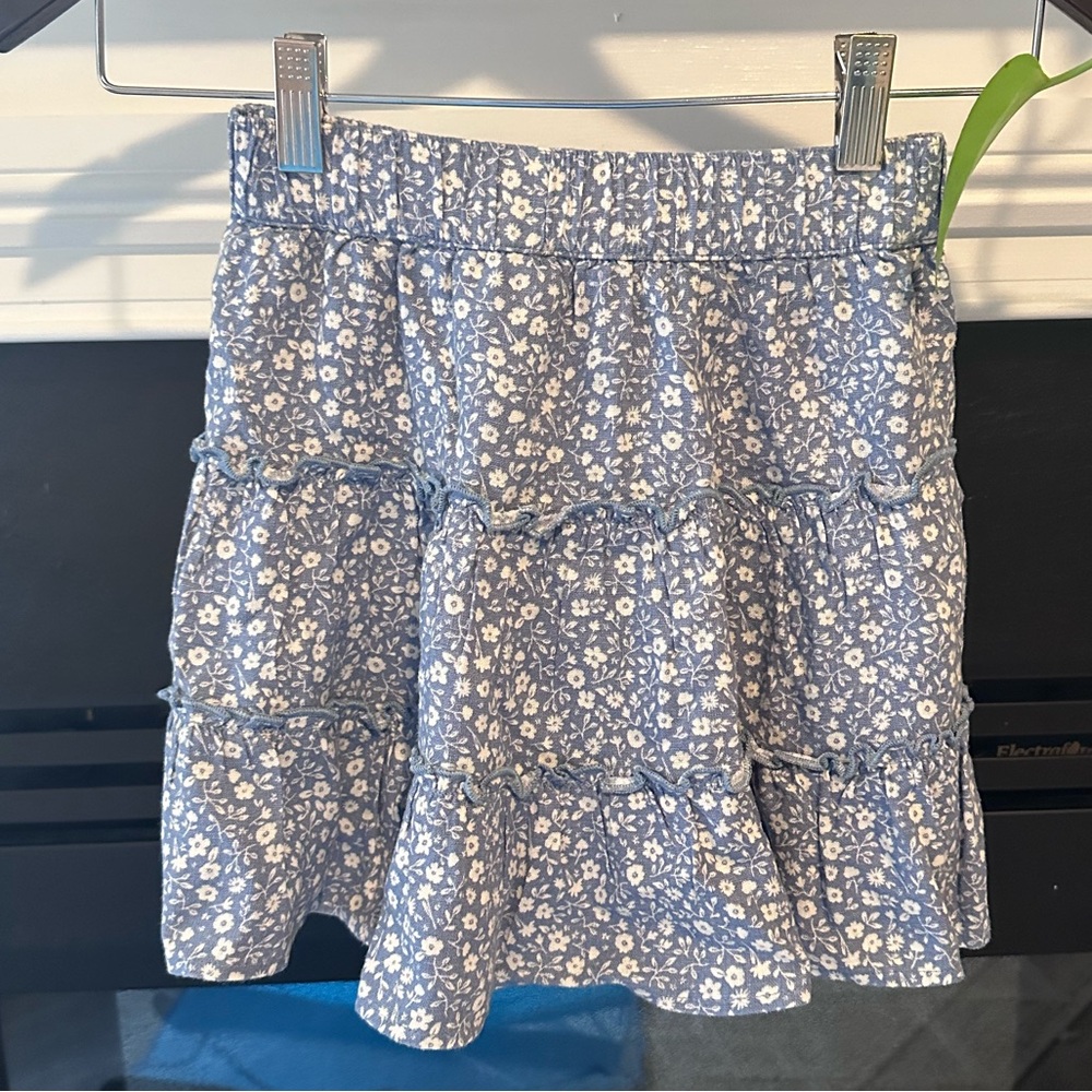 NWT Abercrombie Kids linen blend tiered skirt in blue